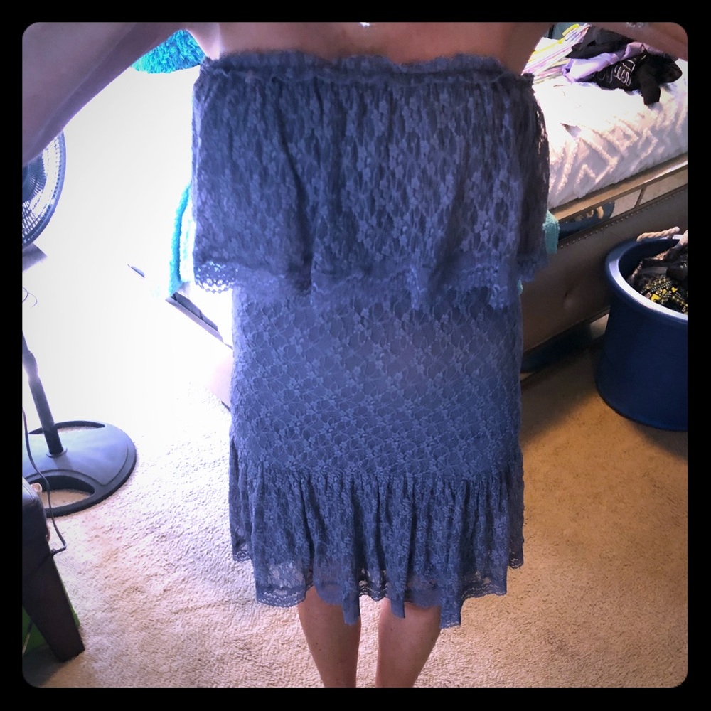 Strapless lace midi dress